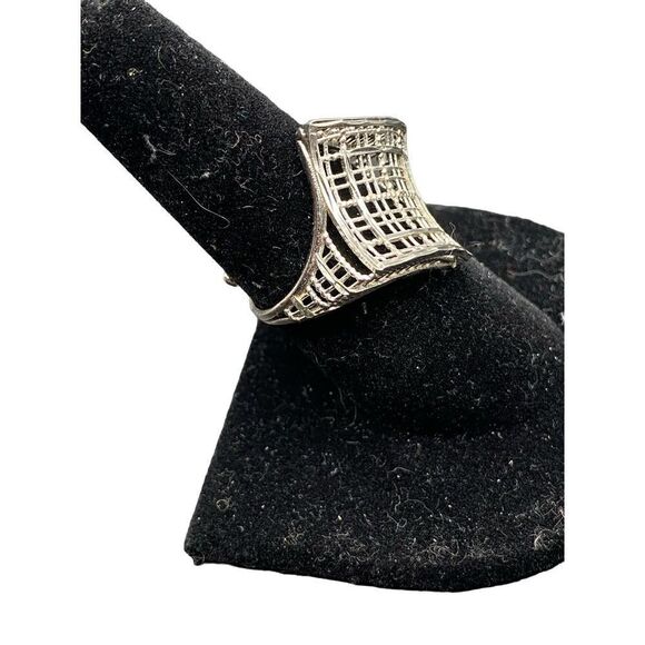 Sterling silver 925 mesh adjustable plaid ring - Picture 6 of 9